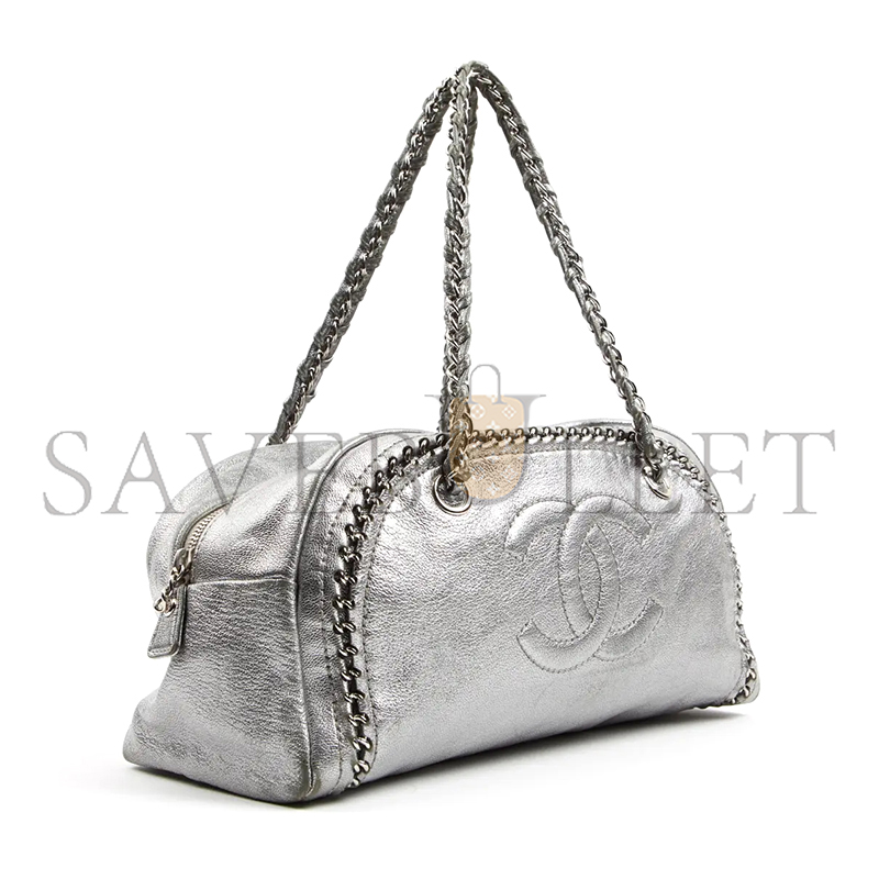 Ch**el metallic grained calfskin luxe ligne bowler bag (33*17*15cm)